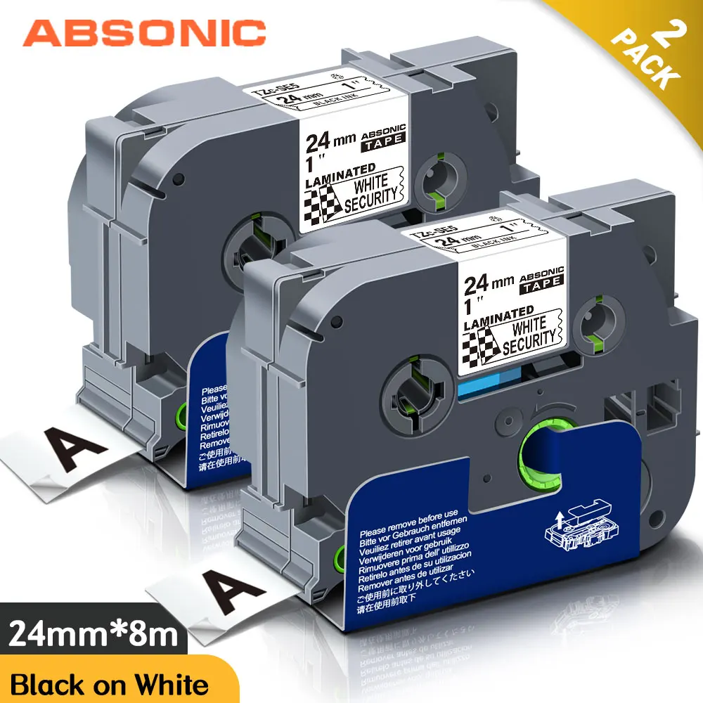 Abonic для этикеток Brother SE5 24 мм защитные ленты черные на белом совместимые с