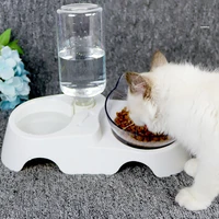double dog bowl automatic cat bowls pet water fountain food basin drinking kitten raised stand dish bowls puppy accessories