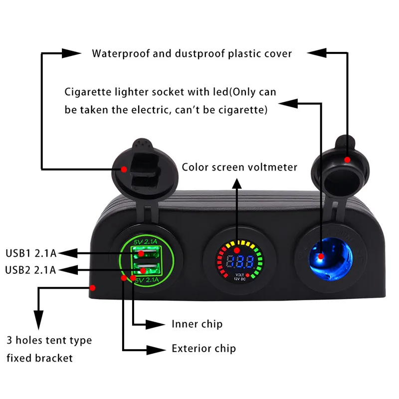 

12V USB 4.2A адаптер питания зарядное устройство вольтметр двойной USB Автомобильное зарядное устройство DC 12-24V водонепроницаемое розетка для авт...