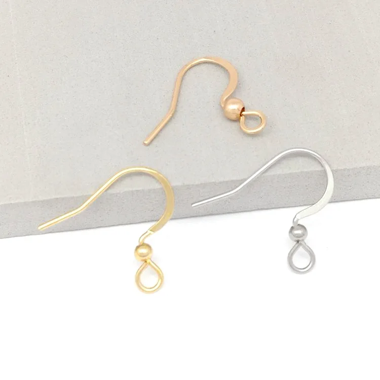 

10Pcs 316 Stainless Steel Ear Hook True Gold Plating Rose Gold Belt Bead Flat Fish Ear Clasps Question Mark