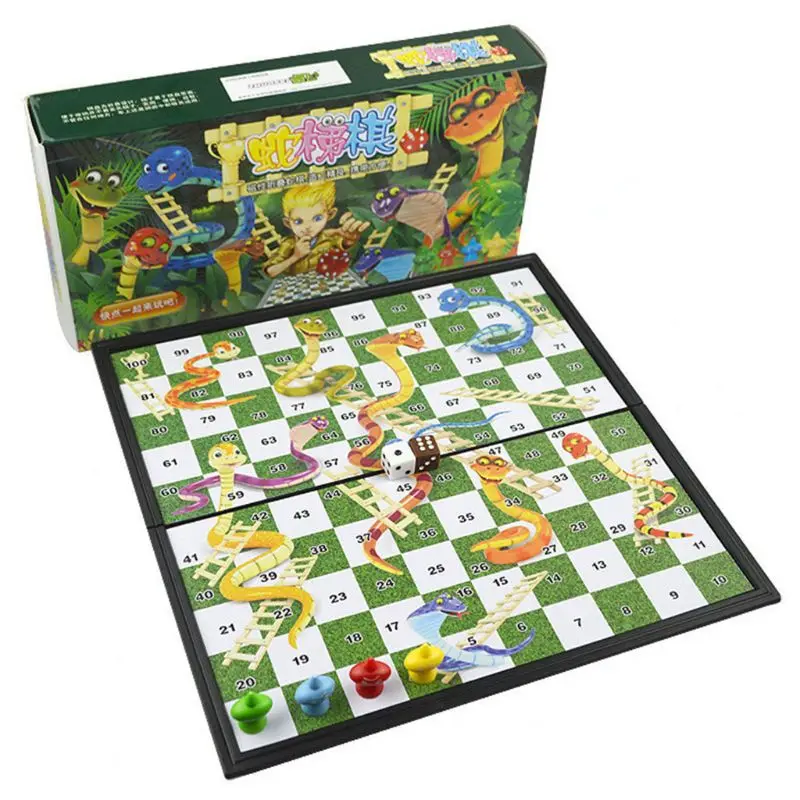 

Magnetic Foldable Snake and Ladder Chess Educational Toy Family Party Board Game Best Birthday Gift