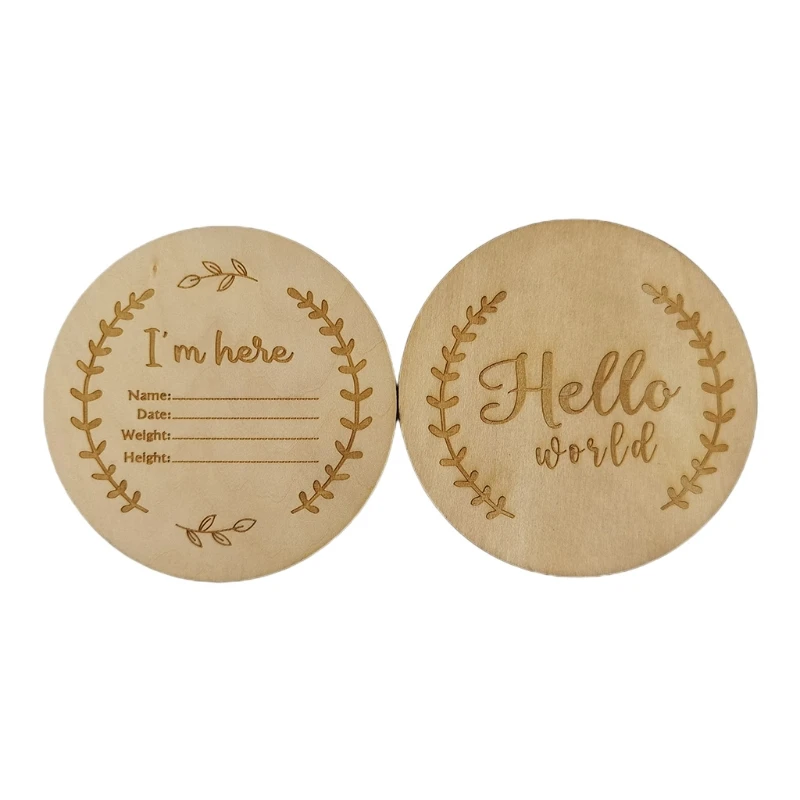 Tarjetas conmemorativas de nacimiento de madera para reci&eacute;n nacido, 2 uds., A2UB-2