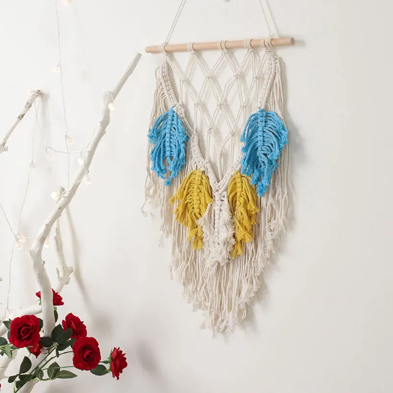 

Nordic art lace cotton thread fabric wall hanging bohemian tassel beautiful bedroom home decoration interior decoration