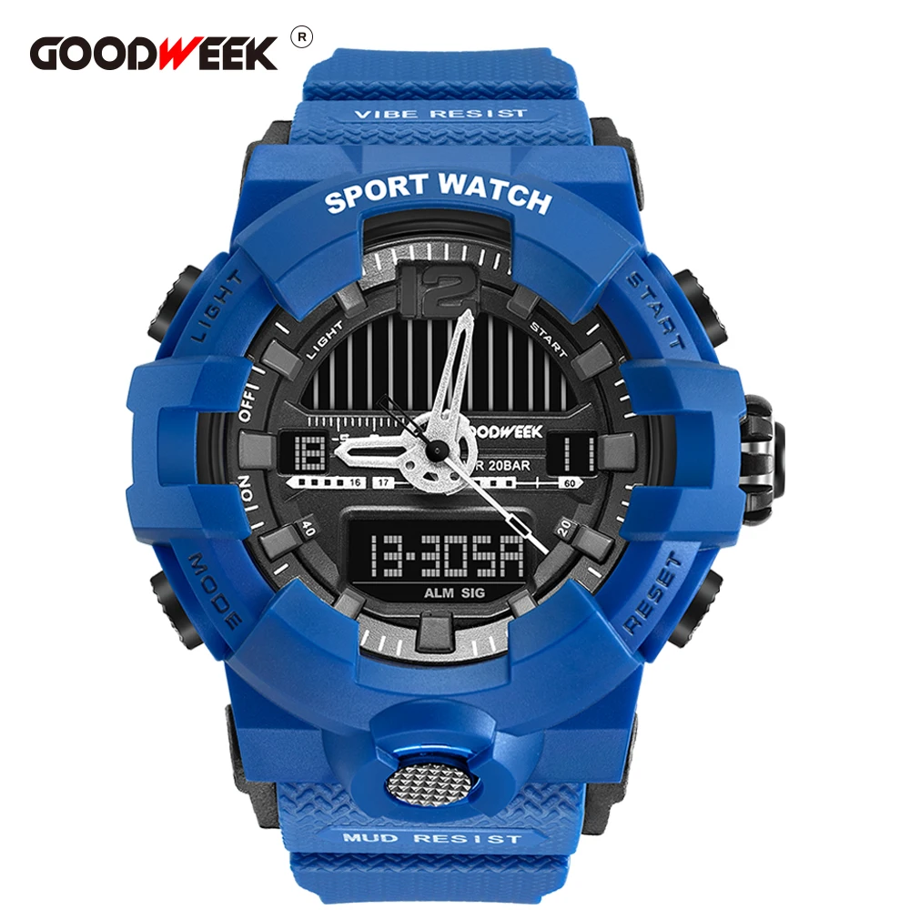 Часы наручные GOODWEEK Мужские Цифровые спортивные водонепроницаемые кварцевые с