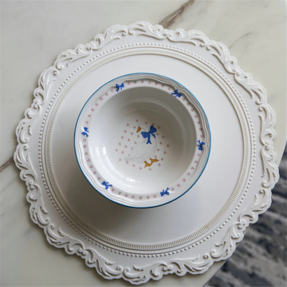 Белая силиконовая подставка под столовую посуду 35 см маслостойкая