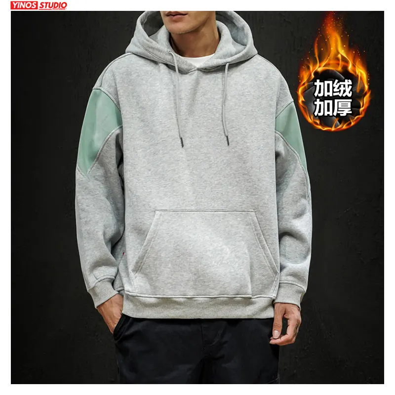 Прямая поставка теплая хлопковая верхняя одежда с карманами пуловер Осенняя