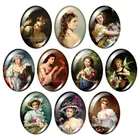 Картины в винтажном стиле ретро леди овальные 13x8 мм18x25 мм30x40 мм Смешанные фото стекло кабошон демонстрация с плоской задней частью ювелирных изделий