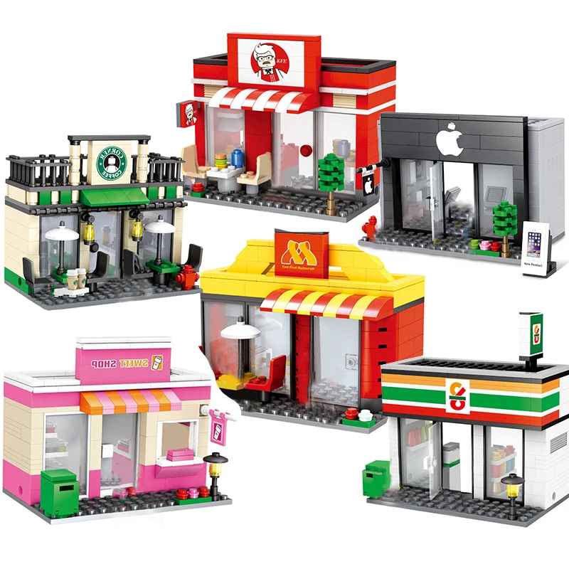 Розничный магазин совместимый с архитектурой миниатюрный город вид на улицу