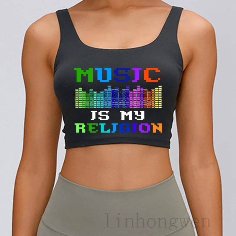

Майка Edm Rave Music Is Моя религия, трендовый весенний топ с круглым вырезом, футболка, комичный дизайнерский жилет