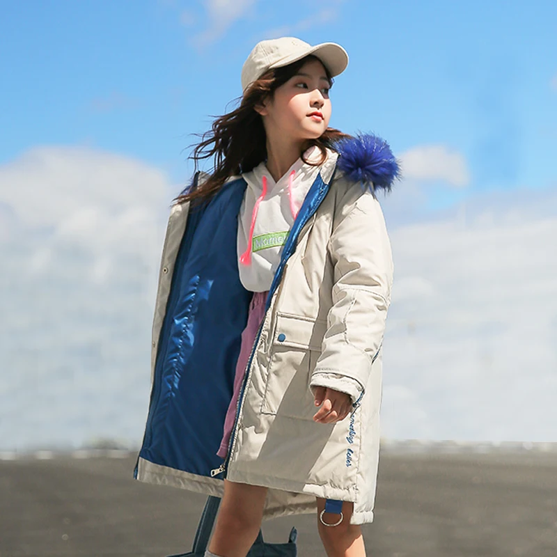 Детский пуховик для девочек одежда длинное пальто зимняя новая детская пуховая