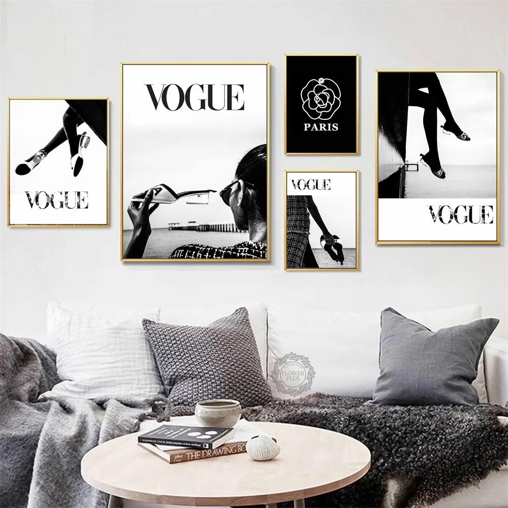 Современное настенное искусство домашний декор черная белая обувь Холст Картина