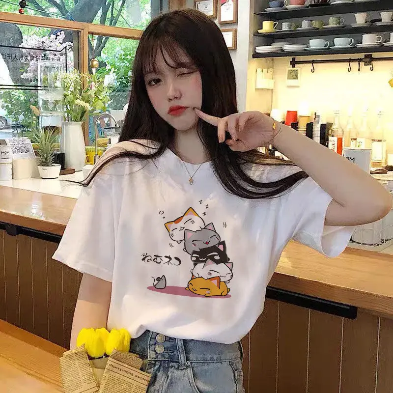 

Summer new versatile black short sleeve T-shirt women loose round neck white short sleeve