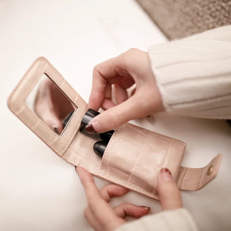 Косметичка для губной помады с зеркалом дорожный мешок органайзер из