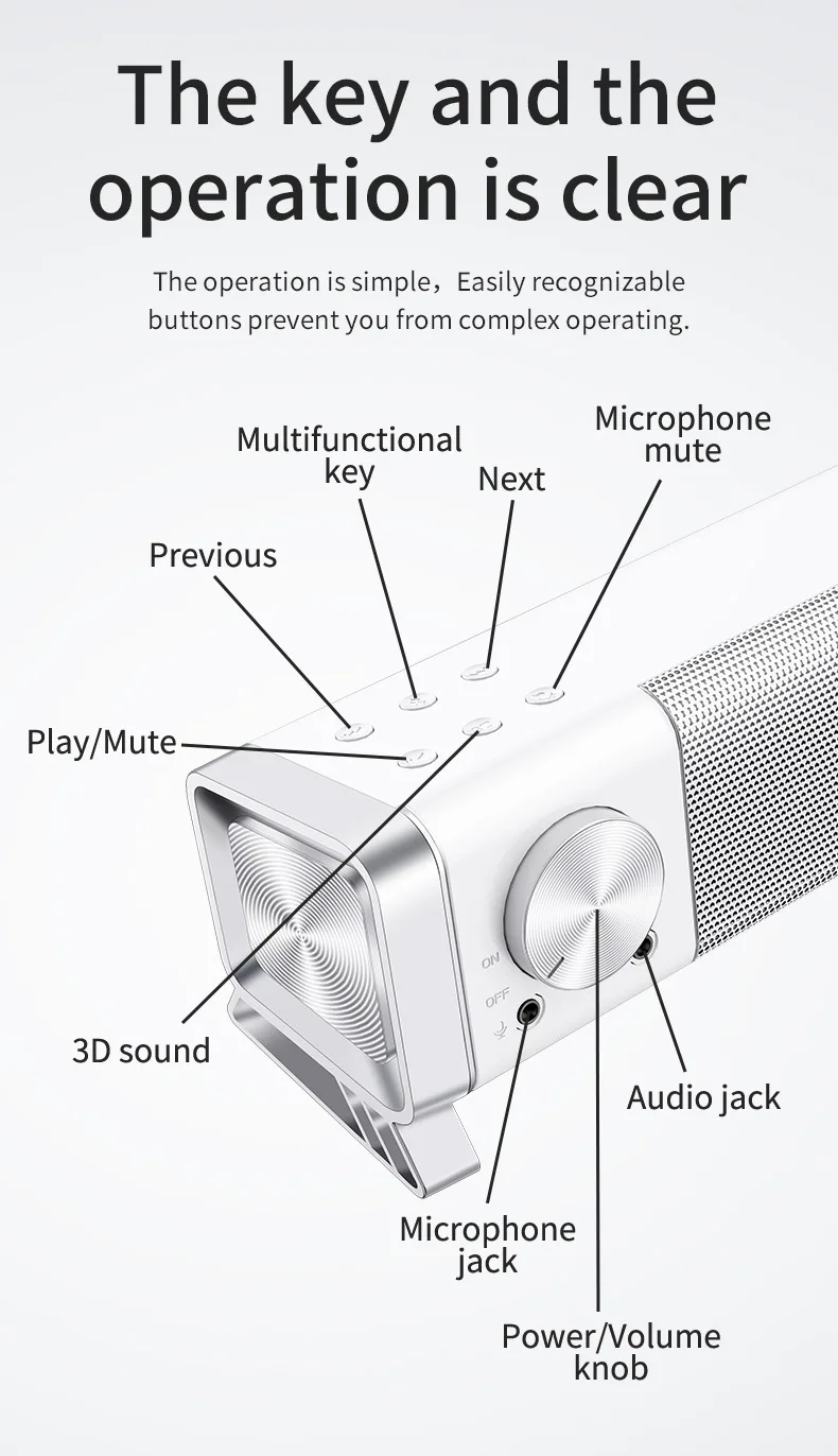 구매 컴퓨터 데스크탑 블루투스 스피커 시뮬레이션 7.1 채널 무선 HIFI 마이크 서브 우퍼 3Dsound 블루투스 5.0 스테레오