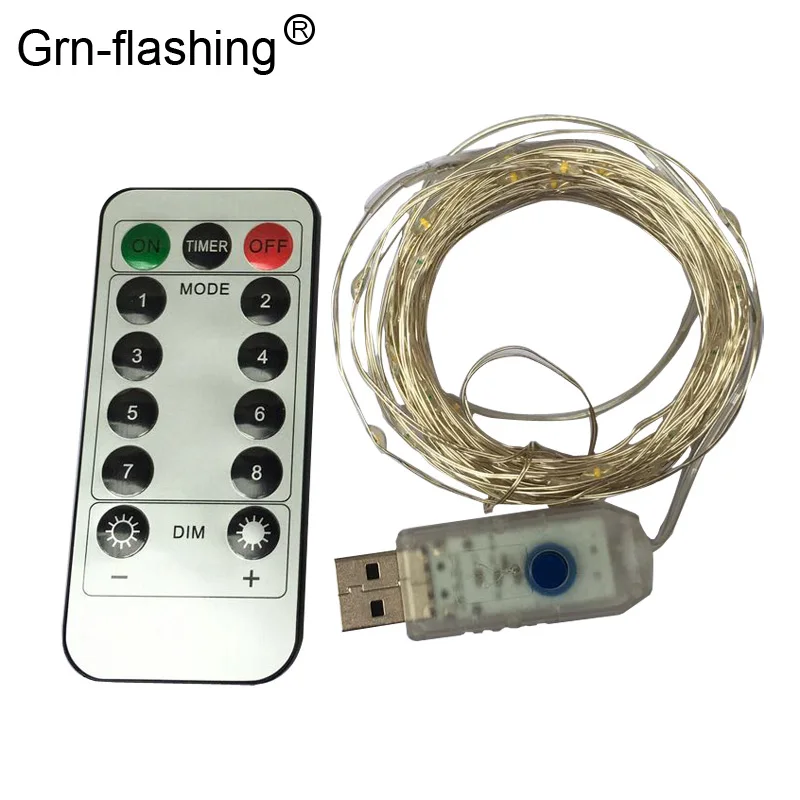 

Светодиодная гирлянда, 8 режимов, 10 м, 100 светодиодов, USB-питание, медный провод, водонепроницаемая, Рождество/Свадьба Вечерние Вечеринка/иску...