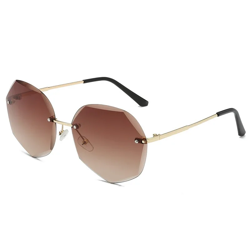

2020 New Fashion Brand Design Vintage Rimless Pilot Sunglasses Women Men Retro Cutting Lens Gradient Sun Glasses Female UV400