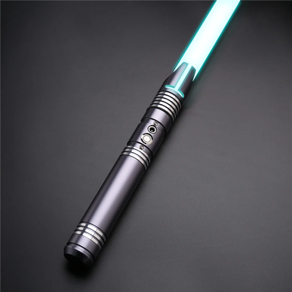 

TXQSABER Heavy Dueling Smooth Swing Lightsaber Metal Hilt Bright Loud 12 Color Changing Laser Sword with Blaster FOC-TSK-E13