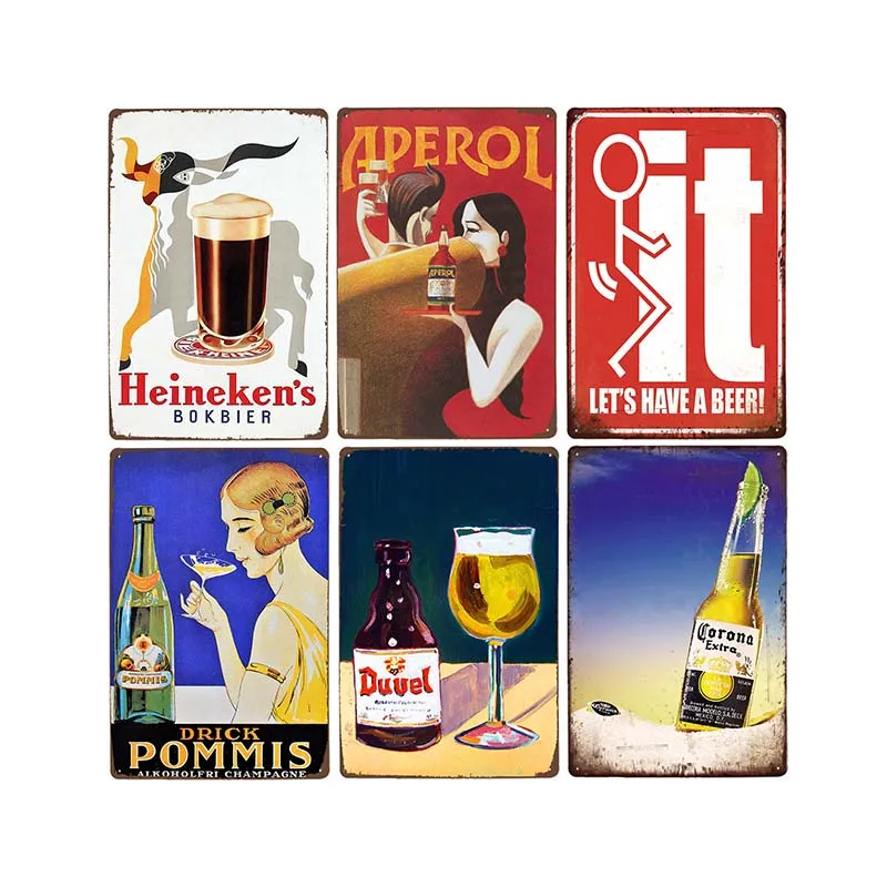 Винтажные металлические знаки с логотипом пива оловянные таблички плакат для