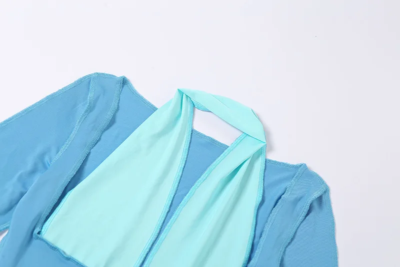 Женское платье-мини с длинным рукавом и глубоким V-образным вырезом - купить по