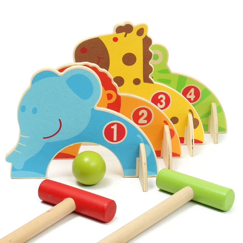 Детские Мини Деревянные Мультяшные игрушки для гольфа крокеты спортивные игры