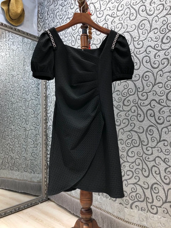 

Новинка 2021, женское модное однотонное облегающее платье с асимметричным вырезом и короткими рукавами, 611