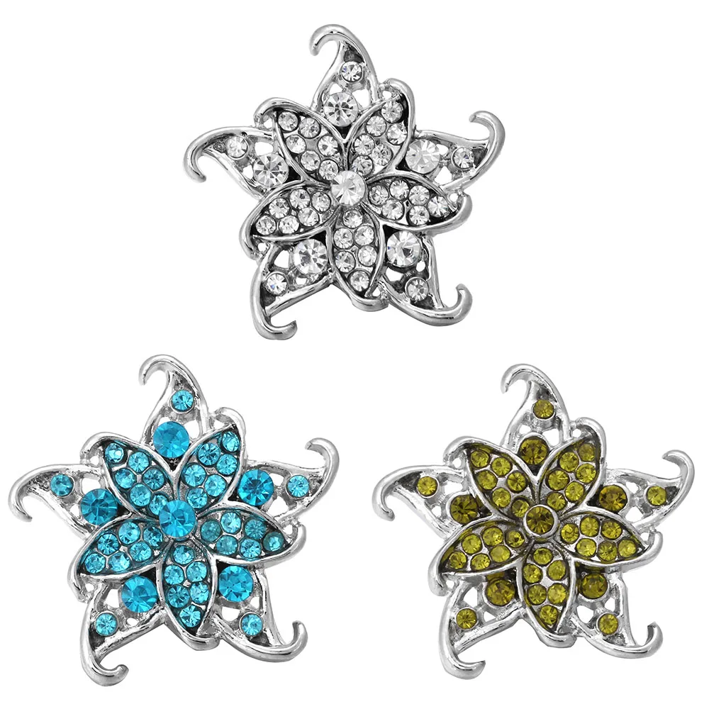 6pcs/lot DIY Crystal Metal Snap Buttons Jewelry MIX Three Color Fit 18mm Button Bracelet | Украшения и аксессуары