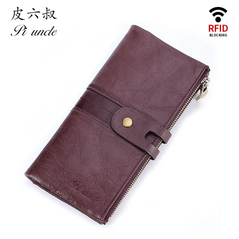 PI UNCLE RFID клатчи на каждый день из натуральной кожи с застежкой кошельком мужские