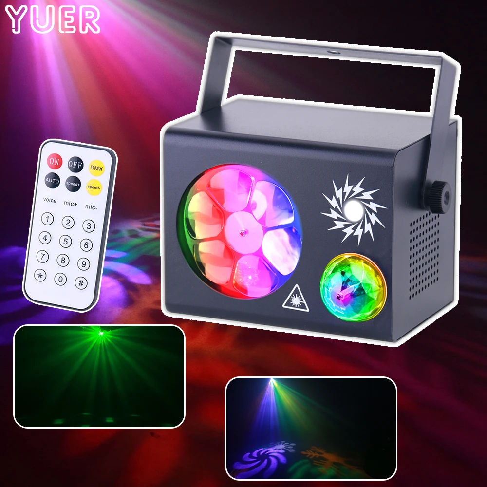 

DJ Light Remote RGB 4IN1 LED Gobo Strobe Magic Ball Laser Project DMX512 Stage Lighting Effect Disco Party Wedding Bar Light