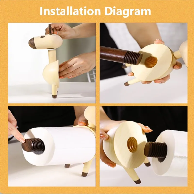 

1PC Elk Roll Paper Holder Wooden Crafts Decoration Ornaments Vertical Dining Table Kitchen Display Tube Paper Holder Fixture