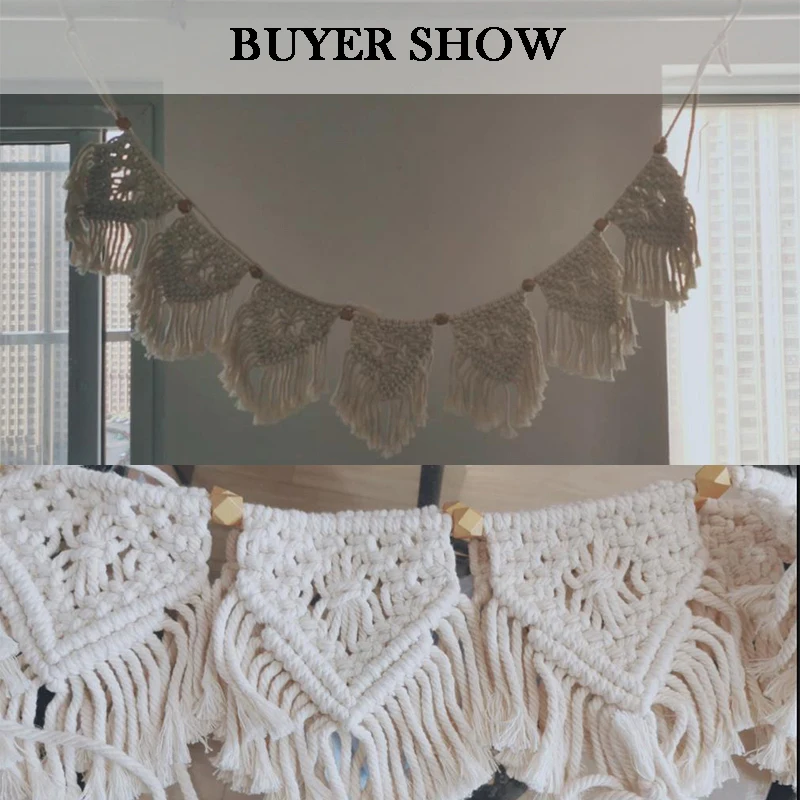 

Macrame Wall Hanging Tapestry Tassels Woven Wall Decor Banners Bohemian Room ornaments Chic Boho tapestries Home Decor