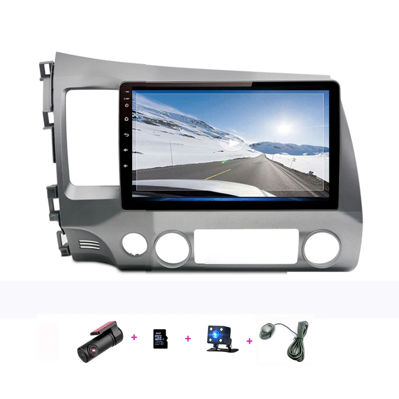 Двойной din Android автомобильный мультимедийный плеер gps Радио 2din для Honda Civic 2006 2007 2008 2009-2011 стерео навигация головное устройство - Цвет: with dvr 8gb cam mic
