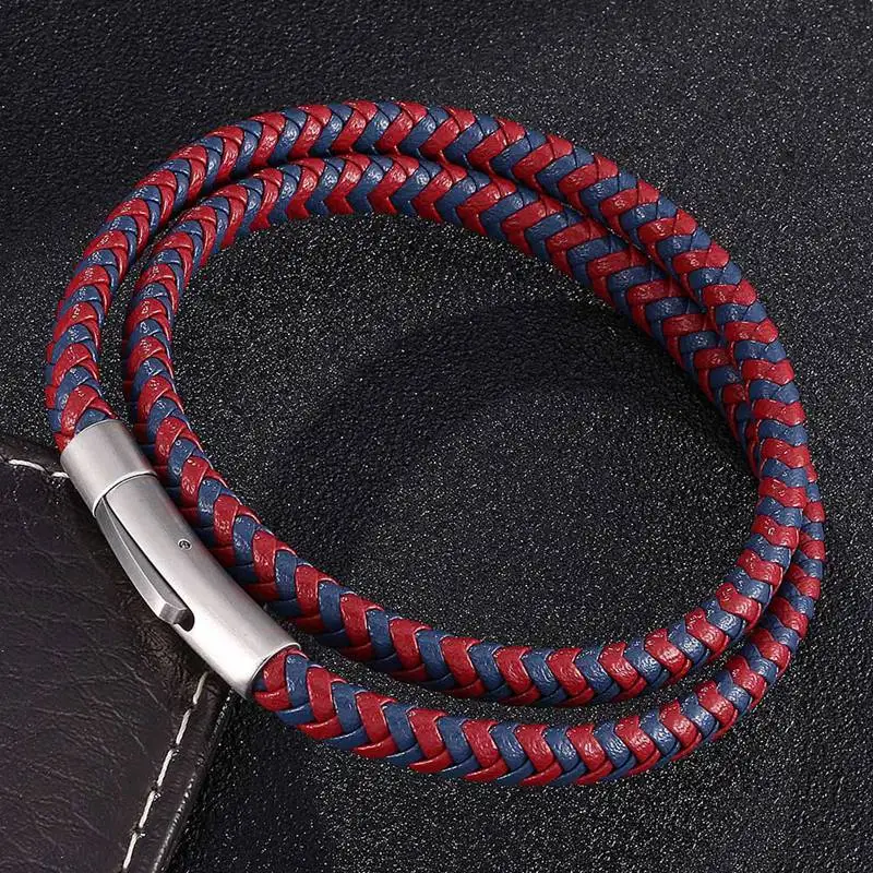 Модные мужские и женские ювелирные изделия красный синий многослойный Плетеный