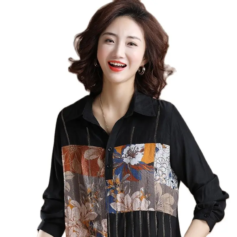 

Women's blouse shirt women Oversized Large fat spring print fashion top woman new loose slim long sleeve 2021 summer sexy Casual