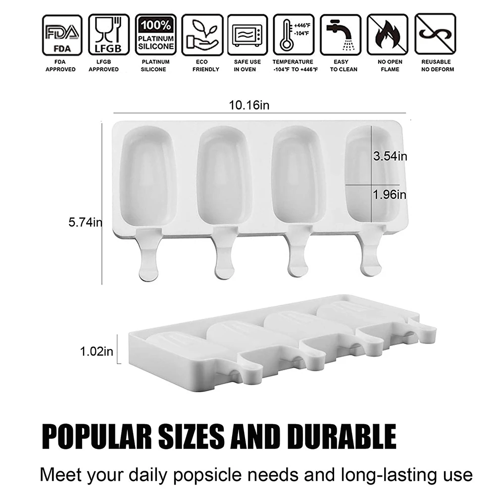4 ячейки силиконовая форма для Фруктового мороженого на палочке формователь