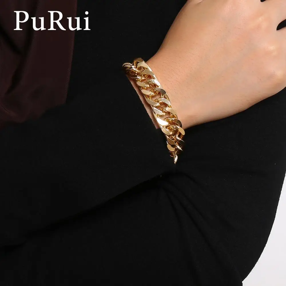 Женский браслет-цепочка PuRui в стиле хип-хоп толстая цепь из алюминия и металла