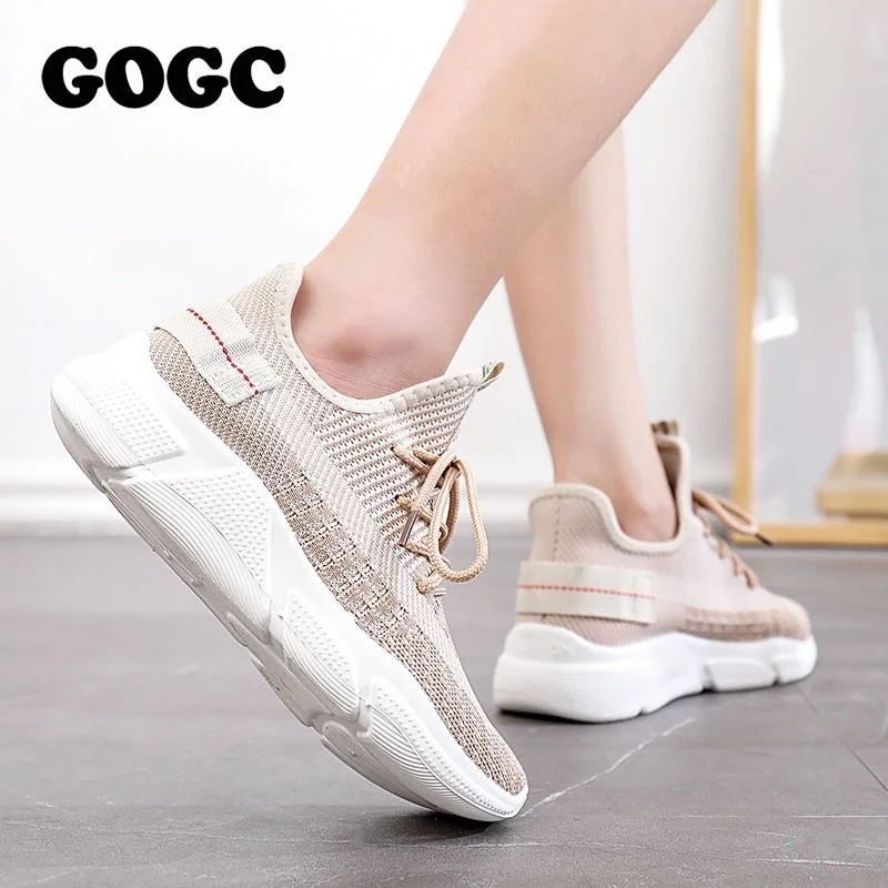 Кроссовки GOGC женские повседневная обувь на платформе шнуровке плоская подошва