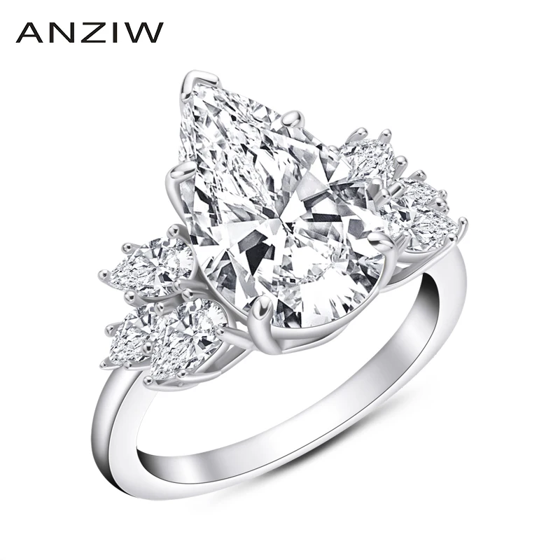 

ANZIW 925 Sterling Silver Engagement Rings for Women Big 5 Carats Pear Cut Ring Lover Wedding Jewelry anel masculino de prata