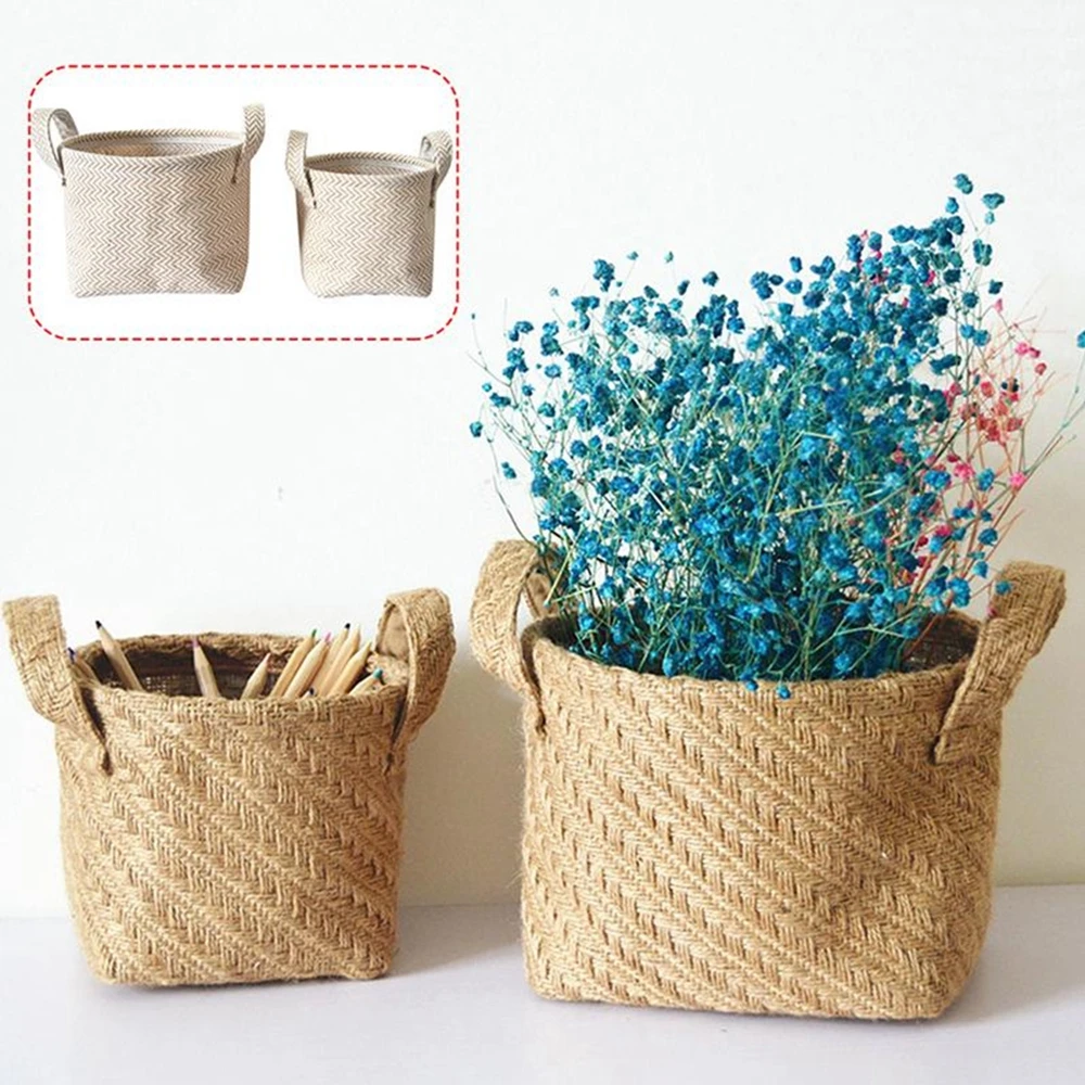 Плетеная корзина для хранения цветов из джутовой ткани хлопковая Смешанная