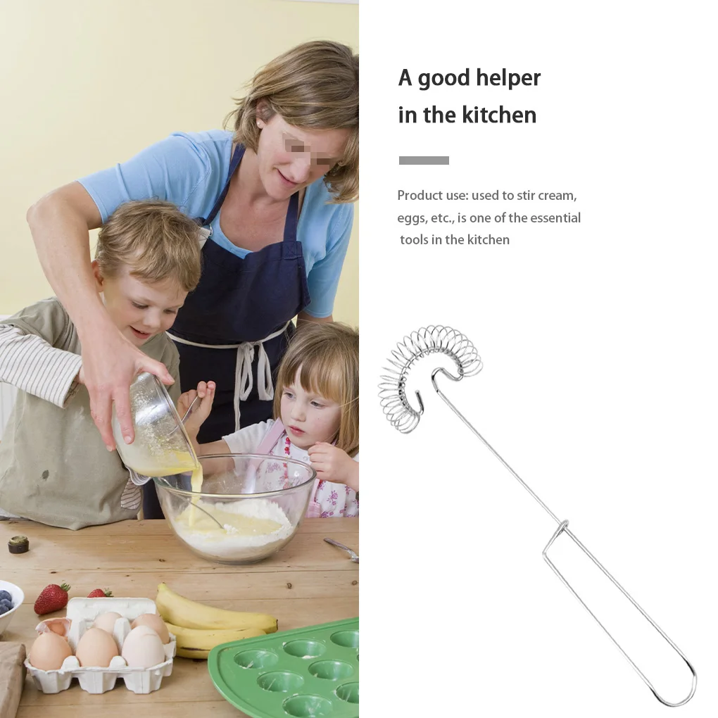 

2020 New Portable 1PC Egg Stirrer Stainless Steel Egg Beater Manual Spring Coil Baking Pastry Whisk for Kitchen