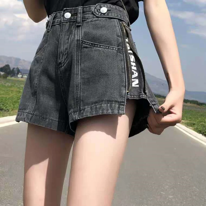 

High waist loose denim shorts skirts women 2021 new summer A-line hot pants new wide leg fashion straight pants skirt BSQ170