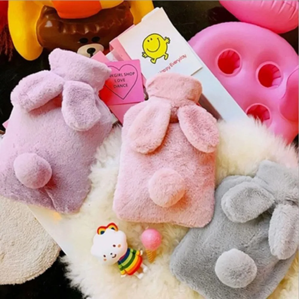 

Portable Winter Warm Hot Water Bottle Rabbit ears Hot Water Bag Pain Relief Warm Water Bag reusable Hand Warmer gift for girl