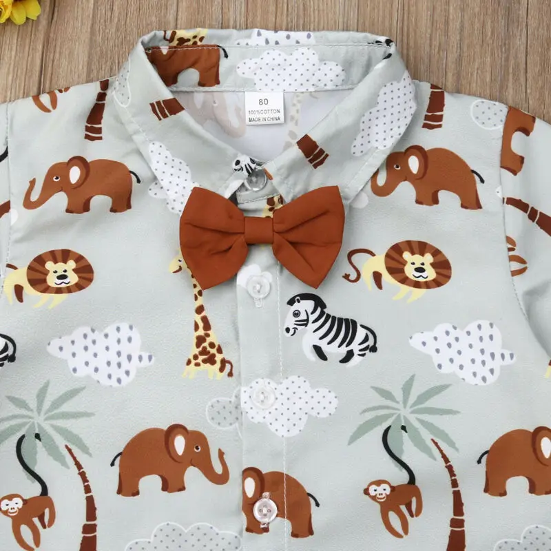 2PCS Toddler Kids Boy Gentleman Suit Bowtie Shirt Shorts Clothes Outfits Set Summer | Детская одежда и обувь