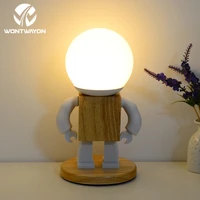 led table lamp cute robot night light 3 color temperature bedside lamp boy and girl childrens bedroom creative toy decoration