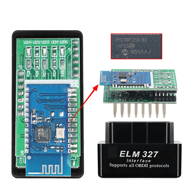 Новейший автомобильный диагностический прибор ELM327 V1.5 PIC18F25K80 OBD2 Мини ELM 327 1 5