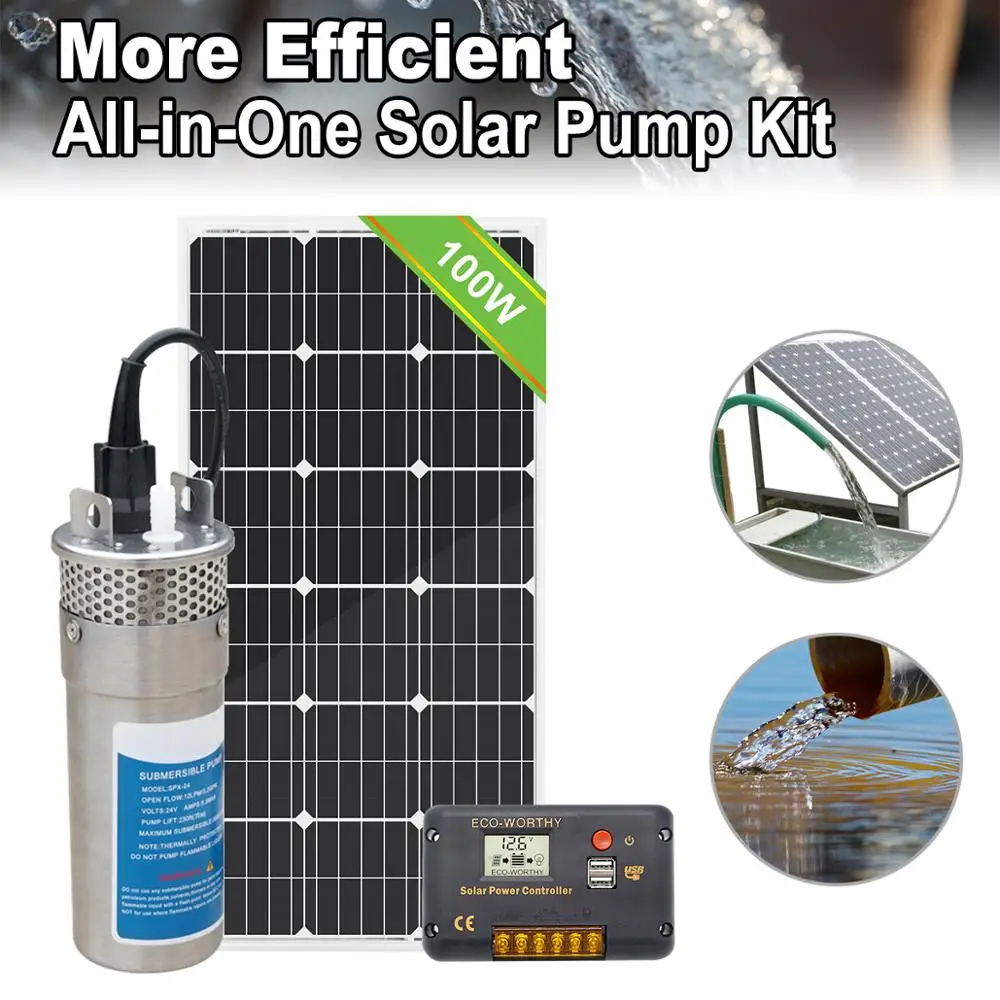 Погружной Солнечный насос для глубокой воды 12 В орошения нержавеющая сталь 70 м 4