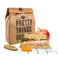 brown paper lunch bag reusable box sack durable insulated thermal paper bag snack cooler picnic container fashion