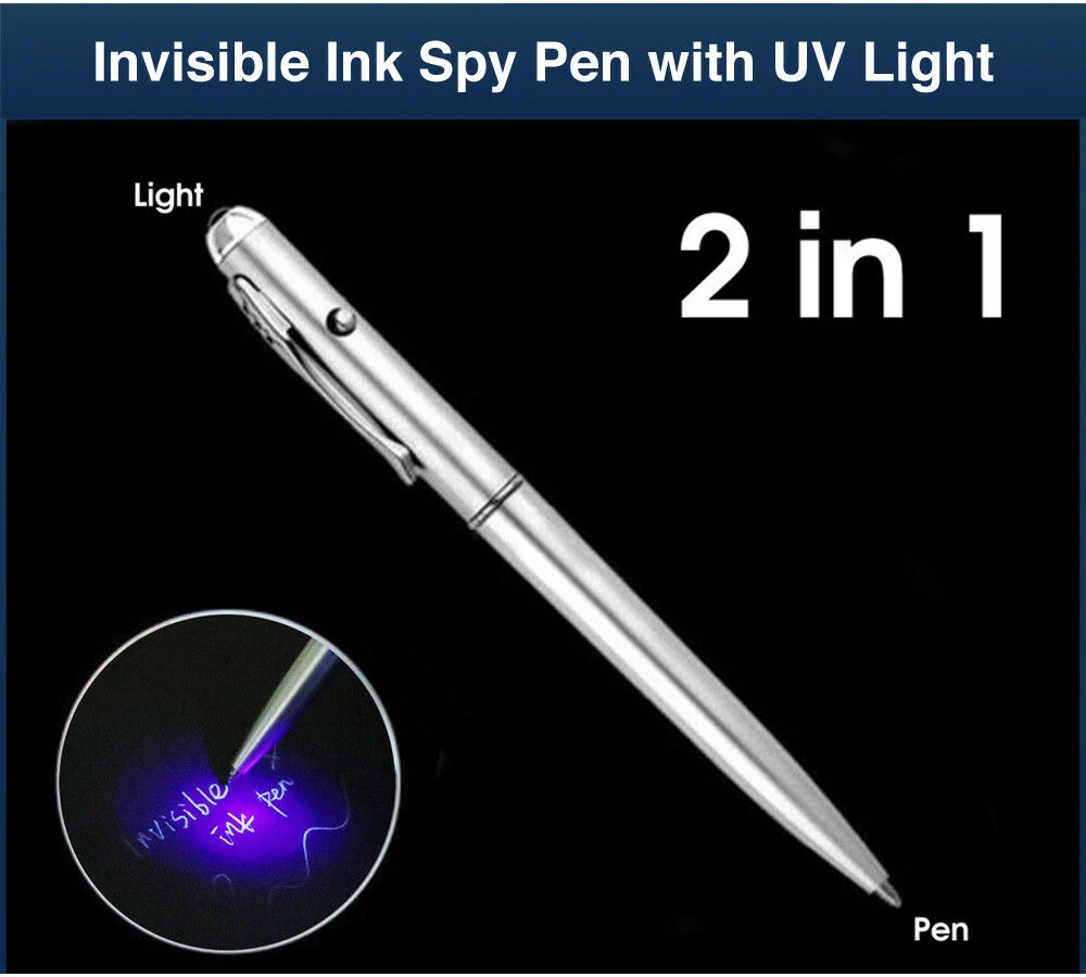 Funny Pen 2 in1 Invisible Ink Magic Security Handwriting Secret Spy Pen With UV Light