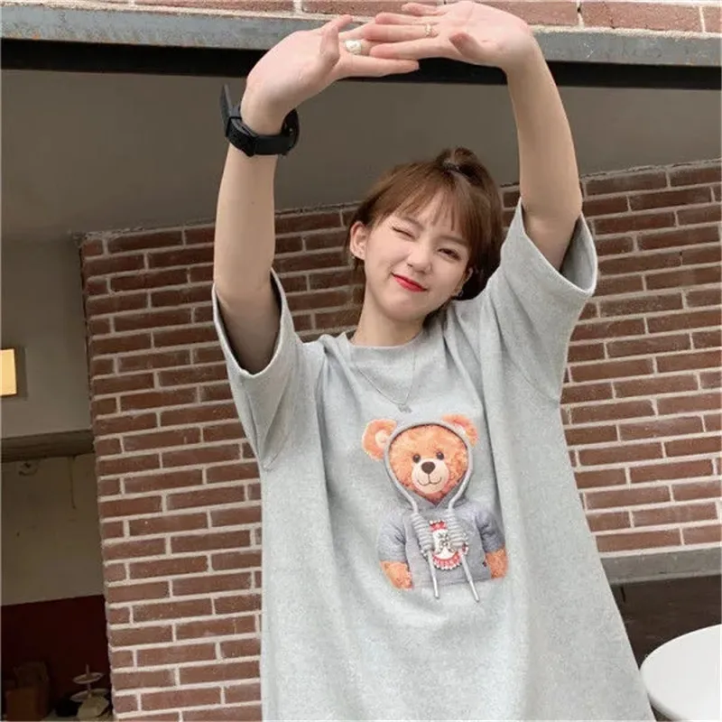 

Summer new bear short-sleeved t-shirt female students Japan Kawaii Womens sweatshirts Women Tshirts Short Sleeve Girls Tops