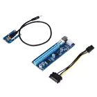 3,0 Mini 40 см PCI-E 16PIN к PCIe Riser Card PCI Express 1x к 16x Удлинительный адаптер с кабелем питания SATA для BTC Miner Blue