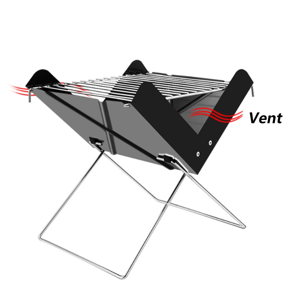 BBQ Grill Folding Stainless Steel Portable Small Barbecue Tool Outdoor Camping Charcoal Furnace Grills Accessories | Дом и сад